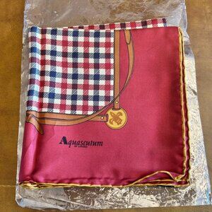Aquascutum vintage silk scarf - classic check plaid dark red Italy 30" x 30" New